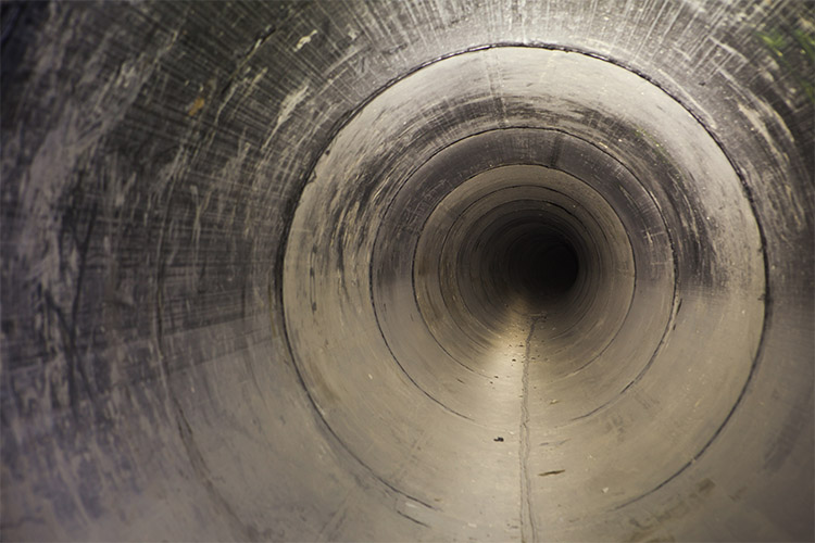 Inside of sewer pipe